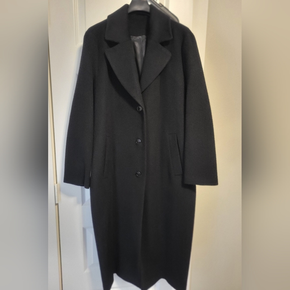 & Other Stories Black Coat, Size US 12, Lined, Single Breasted